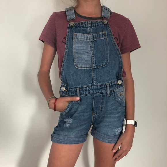 Patchwork denim overalls for girls - Picture 7 of 7